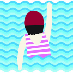 who is swimming in the sea?