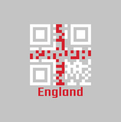 QR code set the color of England flag, it is a red centred cross on a white background,