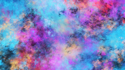 Obraz na płótnie Canvas Abstract blue and pink fantastic clouds. Colorful fractal background. Digital art. 3d rendering.