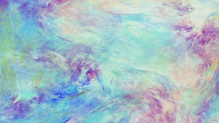 Fantastic blue and pink clouds. Abstract painted grunge texture. Fractal background. Digital art. 3D rendering.