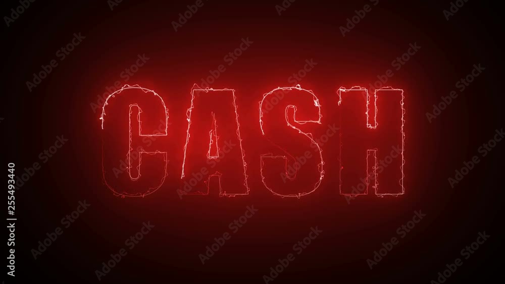 Poster cash text with visual effect of electricity and illumination, 3d rendering computer generated backgr