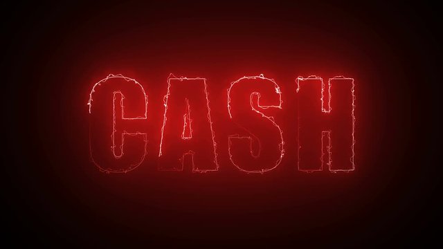 Cash text with visual effect of electricity and illumination, 3d rendering computer generated background