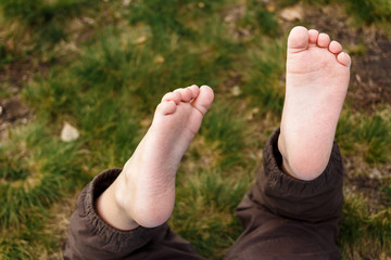 baby barefoot dirty feet