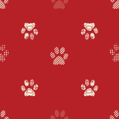 Illustration of cats and dogs paw prints with geometric patterns. Perfect for gifts, background, fabric and scrapbooking.