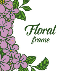 Vector illustration design purple floral frame with white backdrop