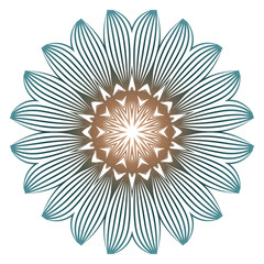 Mandala Pattern. Traditional Indian Mandala. Orient Tribal Circle Sign Illustration. Vector Illustration. Brown green pastel color