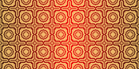Geometric Pattern, Lace Geometric Ornament. Ethnic Ornament. Vector Illustration. For Greeting Cards, Invitations, Cover Book, Fabric, Scrapbooks. Sunrise red color