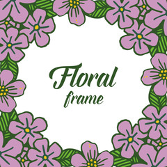 Vector illustration design purple floral frame with white backdrop