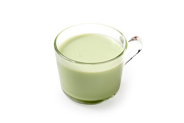 The drink in the mug is not a white background.