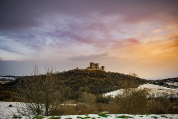 Fototapeta premium Old hungarian castle in the village at the morning
