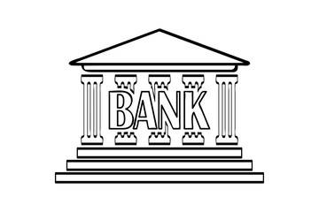 Bank line icon. Flat sign, pictogram isolated on white. Court building symbol, logo illustration.