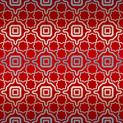Vector Seamless Pattern With Abstract Geometric Style. Repeating Sample Figure And Line. Paper For Scrapbook. Red silver color