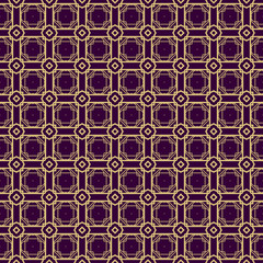 Modern Stylish Geometry Seamless Pattern Art Deco Background. Luxury Texture For Wallpaper, Invitation. Vector Illustration. Purple gold color