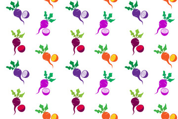 colorful beetroot set pattern seamless of purple, pink, red and yellow, vector illustration