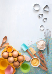 Baking utensil text space still life image.