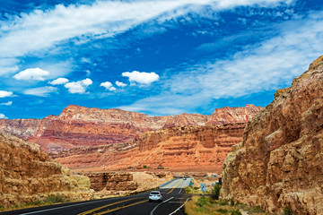 Car on the desert road