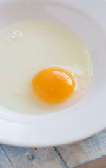 Yellow egg yolk close up image.
