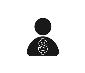 People icon with dollar sign that means customer profit and business 