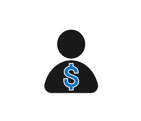 People icon with dollar sign that means customer profit and business 