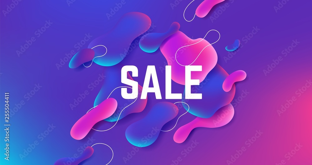 Poster fluid sale background. abstract gradient shape design, modern dynamic liquid graphic, futuristic geo