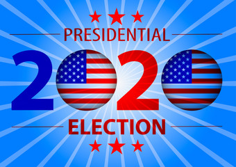 2020 United States of America Presidential Election banner. Election banner Vote 2020 with Patriotic Stars.