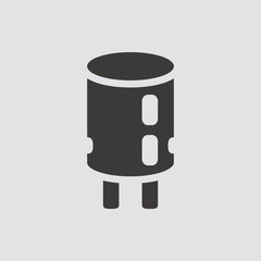 Capacitor icon isolated of flat style. Vector illustration.