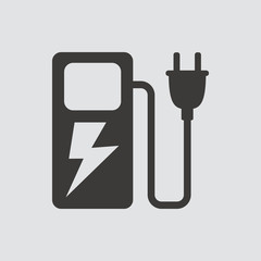 Car charging station icon isolated of flat style. Vector illustration.