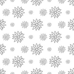 gray flower pattern seamless, line vector illustration backdrop