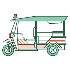 Tuk tuk car LineColor illustration