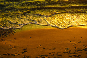 Beatiful sunset sea and beach