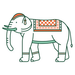 Thai elephant LineColor illustration