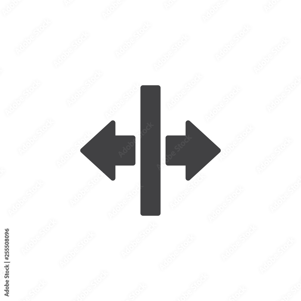 Poster left and right arrows vector icon. filled flat sign for mobile concept and web design. elevator door