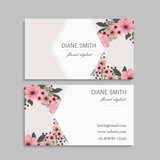 Floral style business card template vector