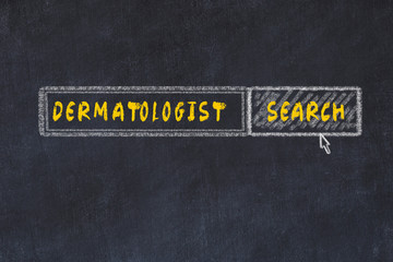 Chalk board sketch of search engine. Concept of searching for dermatologist