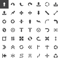 Abstract arrows vector icons set, modern solid symbol collection, filled style pictogram pack. Signs, logo illustration. Set includes icons as  left, right, down, up, double arrow, download,upload