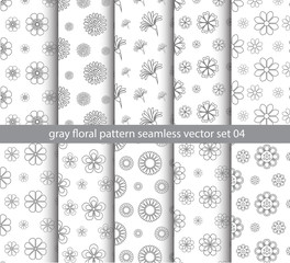 gray floral pattern seamless vector set for fabric, textile, decorate backdrop and gift paper background design
