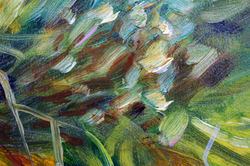 Abstract modern painting. Painting painted with a palette knife on canvas with oil paints in a large stroke.