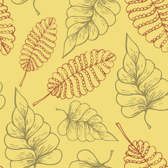 Seamless pattern with colored autumn leaves