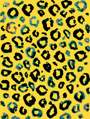 Watercolor leopard print pattern on yellow backdrop