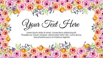 Watercolor Flowers Floral Arrangement for Landscape Design Wedding Invitation and Greeting Card