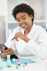 portrait of woman student in lab