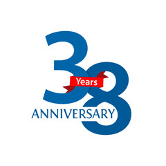 Thirty eight years anniversary paper isolated. anniversary template design for web, game ,Creative poster, booklet, leaflet, flyer, magazine, invitation card - Vector