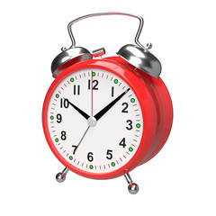 Alarm clock on white background. 3D rendering