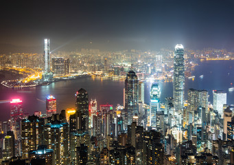 Fototapeta na wymiar ヴィクトリア・ピークから眺める香港　夜景