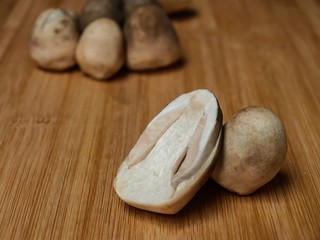 fresh mushrooms on a wooden board