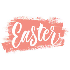 Easter card with cute hand-drawn. Hello, easter lettering modern calligraphy style. Handwritten Easter phrases. Beautiful greeting card, congratulations, lettering, and calligraphy.