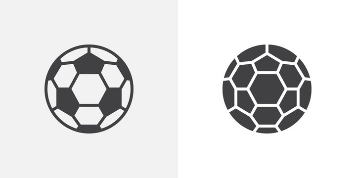 Soccer ball icon. line and glyph version, outline and filled vector sign. Football ball linear and full pictogram. Symbol, logo illustration. Different style icons set