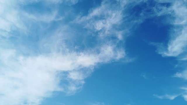 Timelapse clouds with bautiful blue sky and whte silky clouds