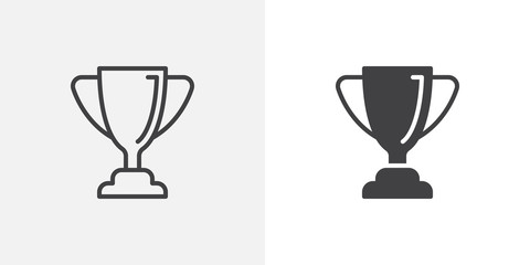 Trophy cup icon. line and glyph version, outline and filled vector sign. Award, winner cup linear and full pictogram. Symbol, logo illustration. Different style icons set