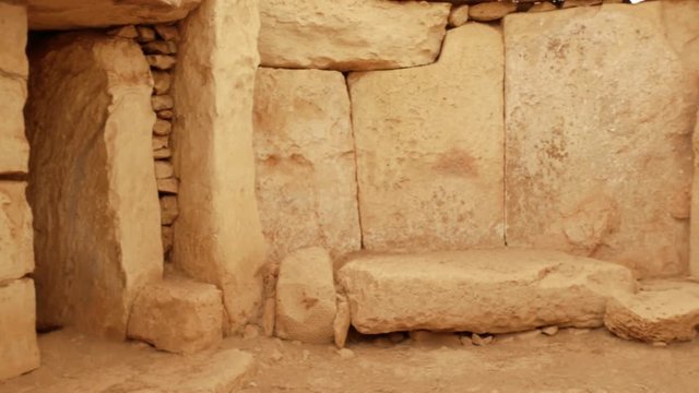 Interior of Hagar Qim Ancient Megalithic Temple in Malta